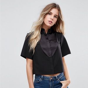 ASOS Cropped Tux Blouse (NWOT)